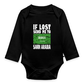 Slogan du drapeau de l’Arabie saoudite - Body Bébé bio manches longues - noir - Devant