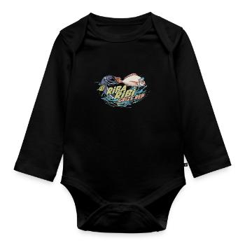 Balkan Jugo - Yugoslavia Saying riba ribi grize - Organic Longsleeve Baby Bodysuit - black - Front