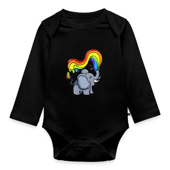 Eléphant LGBTQ Gay Pride Drapeau arc-en-ciel LGBT - Body Bébé bio manches longues - noir - Devant