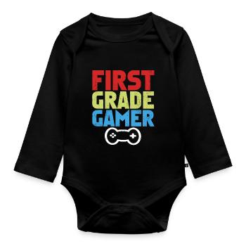 Gambler Gamer Gaming Funny saying - Organic Longsleeve Baby Bodysuit - black - Front