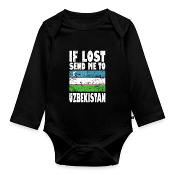 Drapeau de l’Ouzbékistan - Body Bébé bio manches longues - noir - Devant