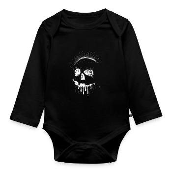 Human Skull Mansion Haunted Spooky Funny Horror - Organic Longsleeve Baby Bodysuit - black - Front