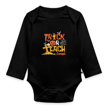 Cute Halloween Teacher School Classroom - Organic Longsleeve Baby Bodysuit - black - Front