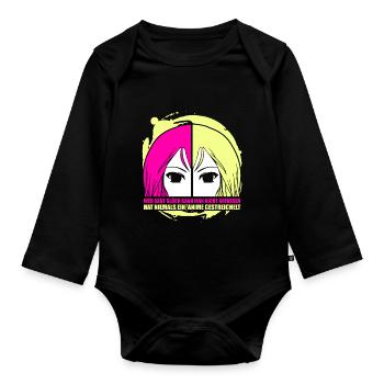 Wer sagt Glück kann man nicht anfassen Anime - Baby Bio-Langarm-Body - Schwarz - Vorne