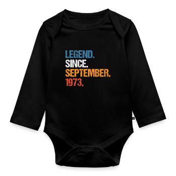 Legend Since September 1973 Geburtstag - Baby Bio-Langarm-Body - Schwarz - Vorne