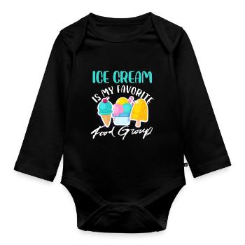 ice cream is my favorite good group Design - Organic Longsleeve Baby Bodysuit - black - Front