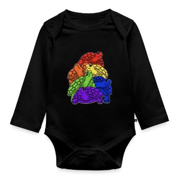 Turtle Stack LGBTQ Gay Pride Rainbow Flag LGBT - Organic Longsleeve Baby Bodysuit - black - Front
