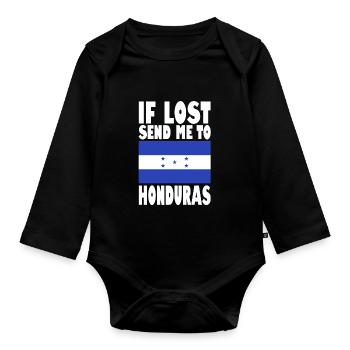 Honduras Flag Saying - Organic Longsleeve Baby Bodysuit - black - Front