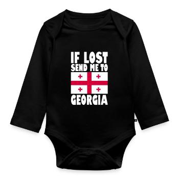 Georgia Flag Saying - Organic Longsleeve Baby Bodysuit - black - Front
