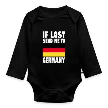 Germany Flag Slogan - Organic Longsleeve Baby Bodysuit - black - Front