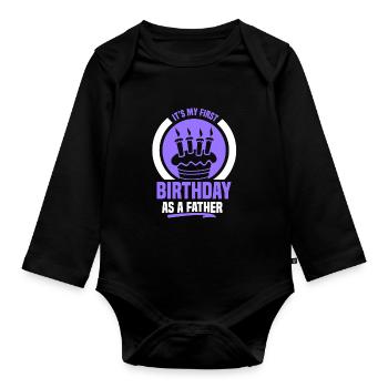 Es Ist Mein Erster Geburtstag Als Vater Papa Papi - Baby Bio-Langarm-Body - Schwarz - Vorne
