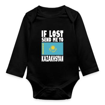 Drapeau du Kazakhstan - Body Bébé bio manches longues - noir - Devant