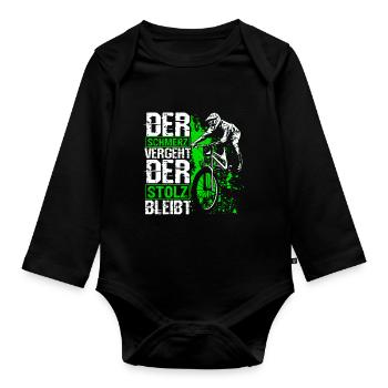 Mountainbike MTB Geschenk BMX Kleidung MTB Spruch - Baby Bio-Langarm-Body - Schwarz - Vorne