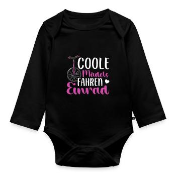 Coole Mädels fahren Einrad - Baby Bio-Langarm-Body - Schwarz - Vorne