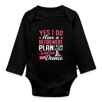 Latin Dancing Ich plane Salsa Tanz Salsa - Baby Bio-Langarm-Body - Schwarz - Vorne