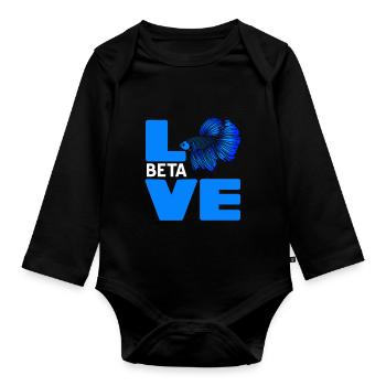 LOVE Beta Fish Awesome Fishing Designs T-Shirt - Baby Bio-Langarm-Body - Schwarz - Vorne