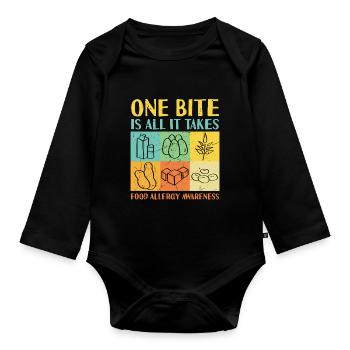 No Nuts Allowed Give Me Chocolate Awareness - Organic Longsleeve Baby Bodysuit - black - Front