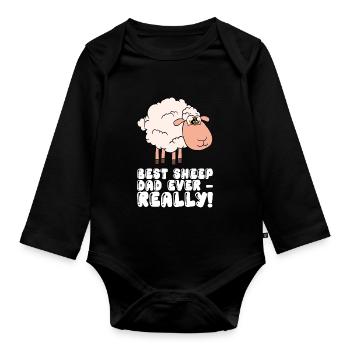 The Best Sheep Father Ever - Organic Longsleeve Baby Bodysuit - black - Front