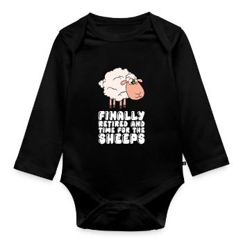 Enfin à la retraite et du temps pour les moutons - Body Bébé bio manches longues - noir - Devant