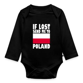 Poland Flag Slogan - Organic Longsleeve Baby Bodysuit - black - Front