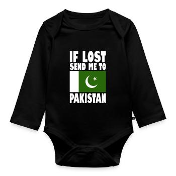 Drapeau pakistanais - Body Bébé bio manches longues - noir - Devant