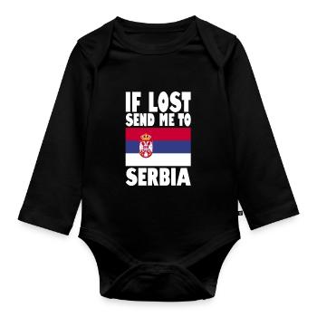 Slogan du drapeau de la Serbie - Body Bébé bio manches longues - noir - Devant
