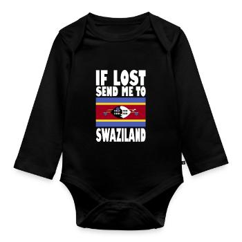 Swasiland Flagge Spruch - Baby Bio-Langarm-Body - Schwarz - Vorne
