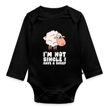 Je ne suis pas célibataire, j’ai un mouton - Body Bébé bio manches longues - noir - Devant