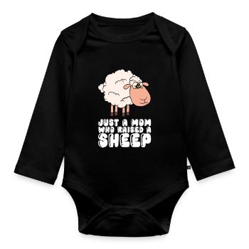 Nur Eine Mutter, Die Ein Schaf Aufgezogen Hat - Baby Bio-Langarm-Body - Schwarz - Vorne