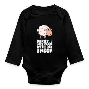 Désolé, j’ai des projets avec mes moutons - Body Bébé bio manches longues - noir - Devant
