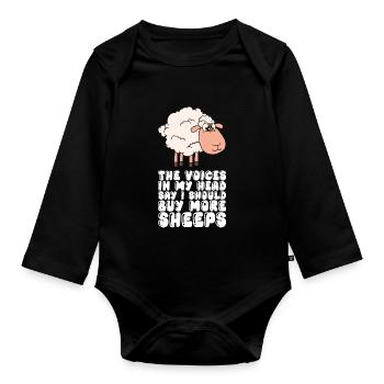 Je devrais acheter plus de moutons - Body Bébé bio manches longues - noir - Devant