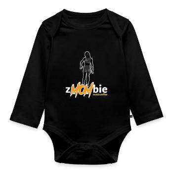Zombie Mom Needs Coffee Halloween - Organic Longsleeve Baby Bodysuit - black - Front