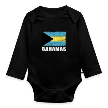 Bahamas Flag Grunge Bahamas Flag - Body Bébé bio manches longues - noir - Devant