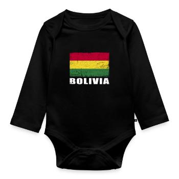 Bolivie Drapeau Grunge Bolivie Drapeau - Body Bébé bio manches longues - noir - Devant