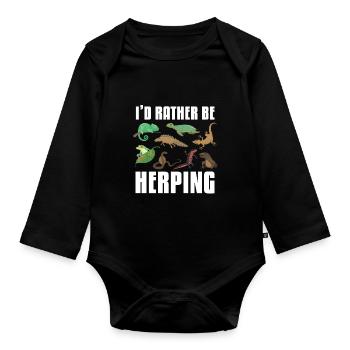 Ich Würde Eher Reptilien-amphibien Herpingen - Baby Bio-Langarm-Body - Schwarz - Vorne
