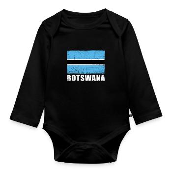 Botswana Flag Grunge Botswana Flag - Organic Longsleeve Baby Bodysuit - black - Front