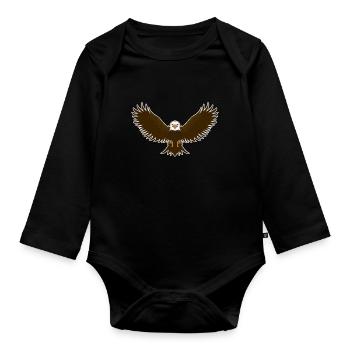 Bird of Prey Animal Eagle Motif with Bird Motif - Organic Longsleeve Baby Bodysuit - black - Front