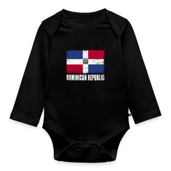 Dominican Republic Flag - Organic Longsleeve Baby Bodysuit - black - Front