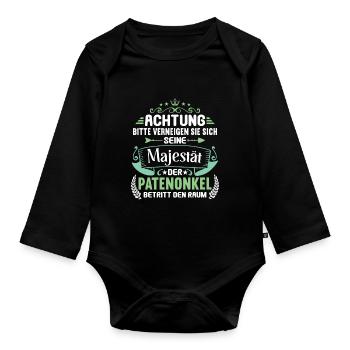 Patenonkel Patententante beste Patenkind der Welt - Baby Bio-Langarm-Body - Schwarz - Vorne