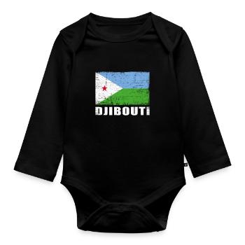 Djibouti Flag Grunge Djibouti Flag - Body Bébé bio manches longues - noir - Devant