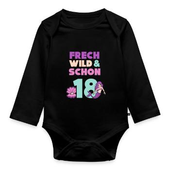 18 Jahre Geburtstag Meerjungfrau - Baby Bio-Langarm-Body - Schwarz - Vorne