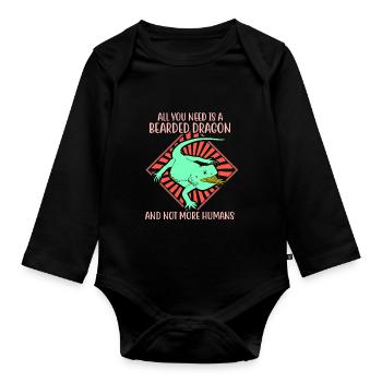 I would rather be with Bearded Dragons - Baby Bio-Langarm-Body - Schwarz - Vorne