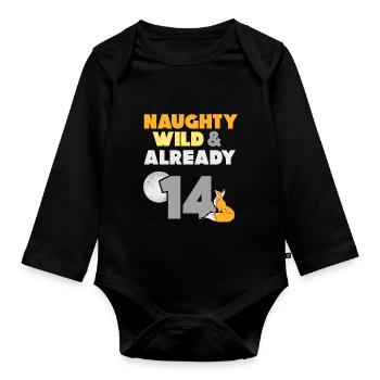 14 Jahre Geburtstag Junge Mädchen Fuchs - Baby Bio-Langarm-Body - Schwarz - Vorne