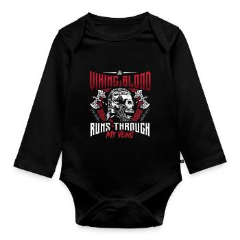 Norse Viking Mythology Design for Viking Warriors - Organic Longsleeve Baby Bodysuit - black - Front