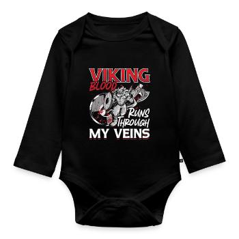Norse Viking Mythology Design for Viking Warriors - Organic Longsleeve Baby Bodysuit - black - Front