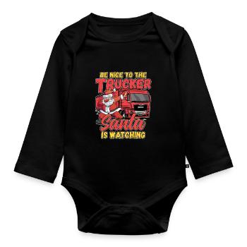 Xmas Christmas Design for a Truck Driver - Baby Bio-Langarm-Body - Schwarz - Vorne