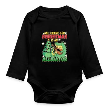Christmas Design for a Xmas Alligator Lover - Baby Bio-Langarm-Body - Schwarz - Vorne
