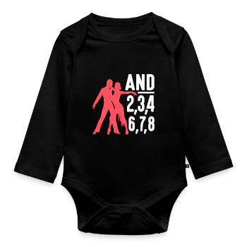 Salsa Dancer Lain Dancing And 2,3,4 6,7,8 Salsa - Organic Longsleeve Baby Bodysuit - black - Front