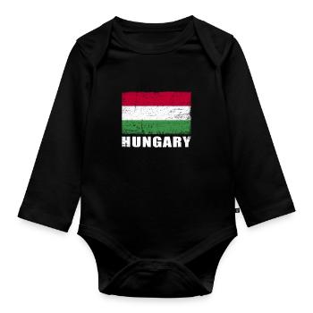 Hongrie Drapeau Grunge Hongrie Drapeau - Body Bébé bio manches longues - noir - Devant