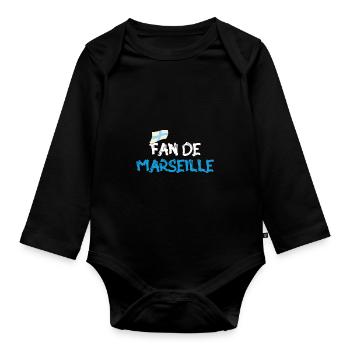 Fan de Marseille - Body Bébé bio manches longues - noir - Devant